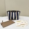 Fendi Roll 22 Tote Midnight Blue Mix White Canvas