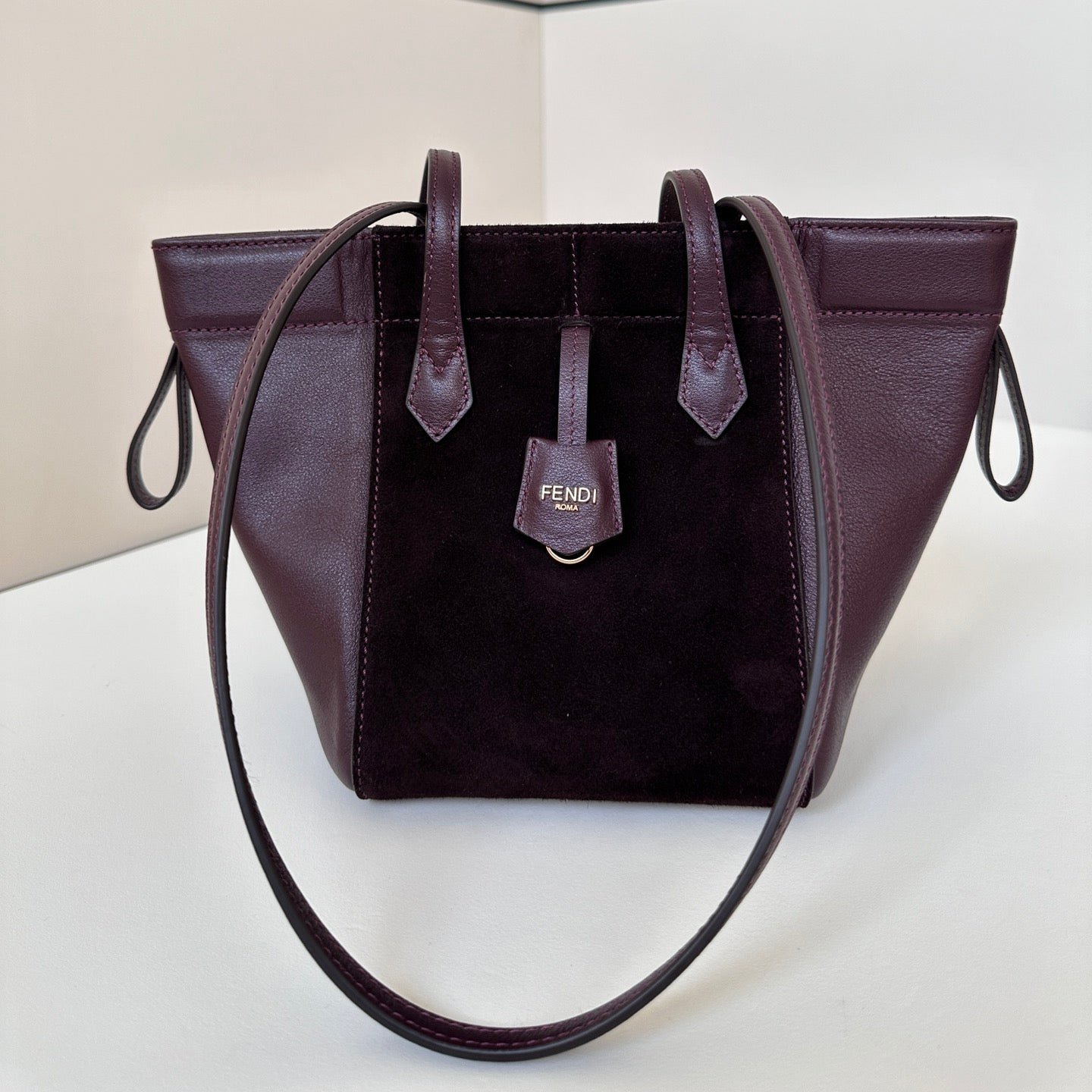 Fendi Origami Mini 19 Wine Red Lambskin Suede