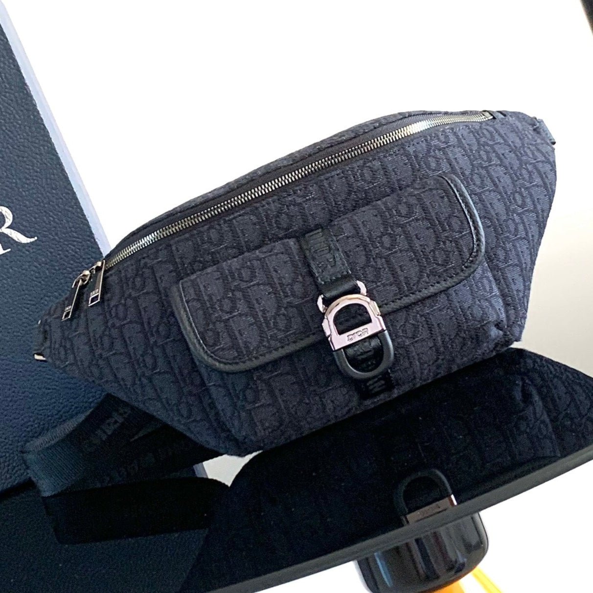 Dior Oblique Series Vintage Jacquard Canvas Chest Bag