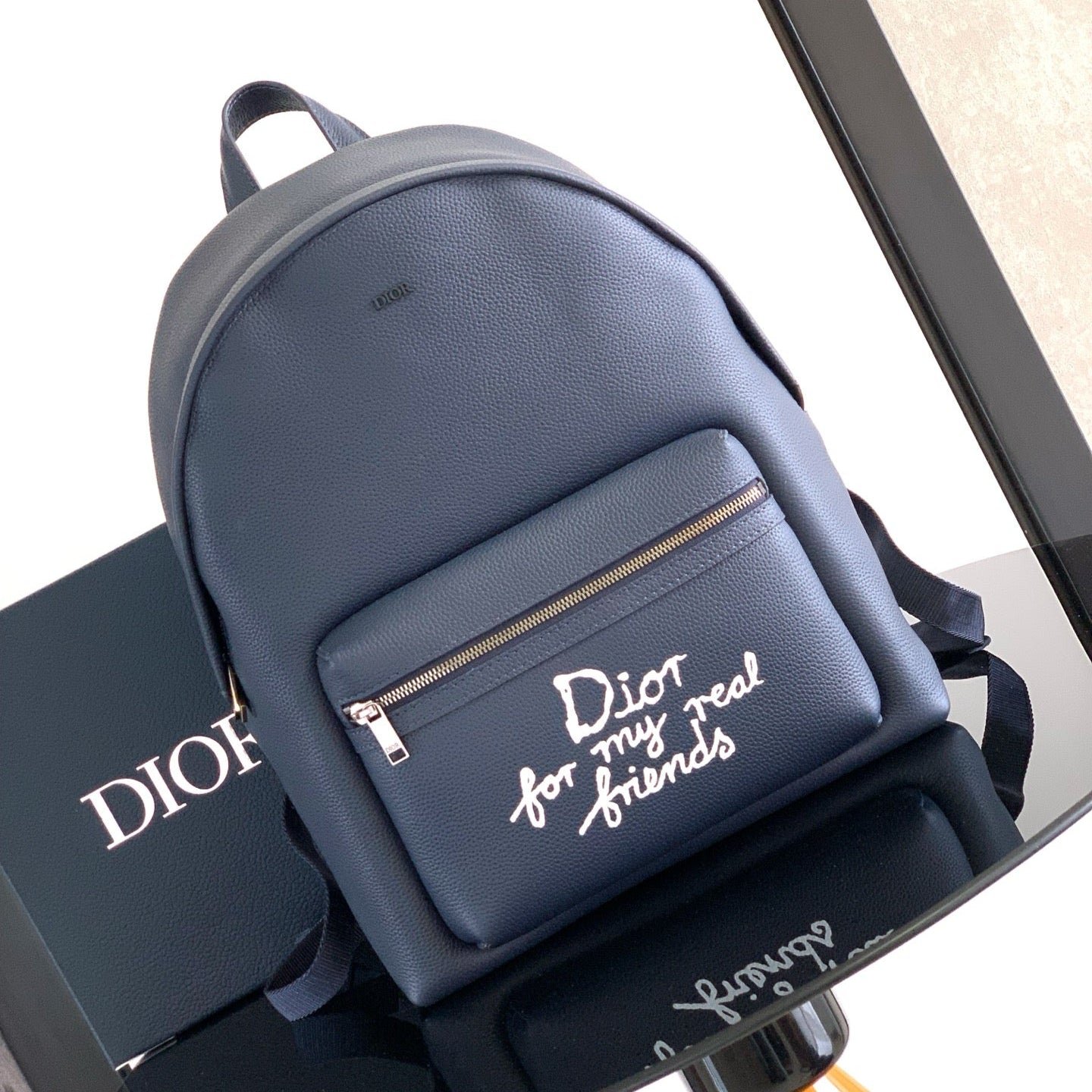 Dior Saddle Series Matte Grain Calfskin Letter Backpack