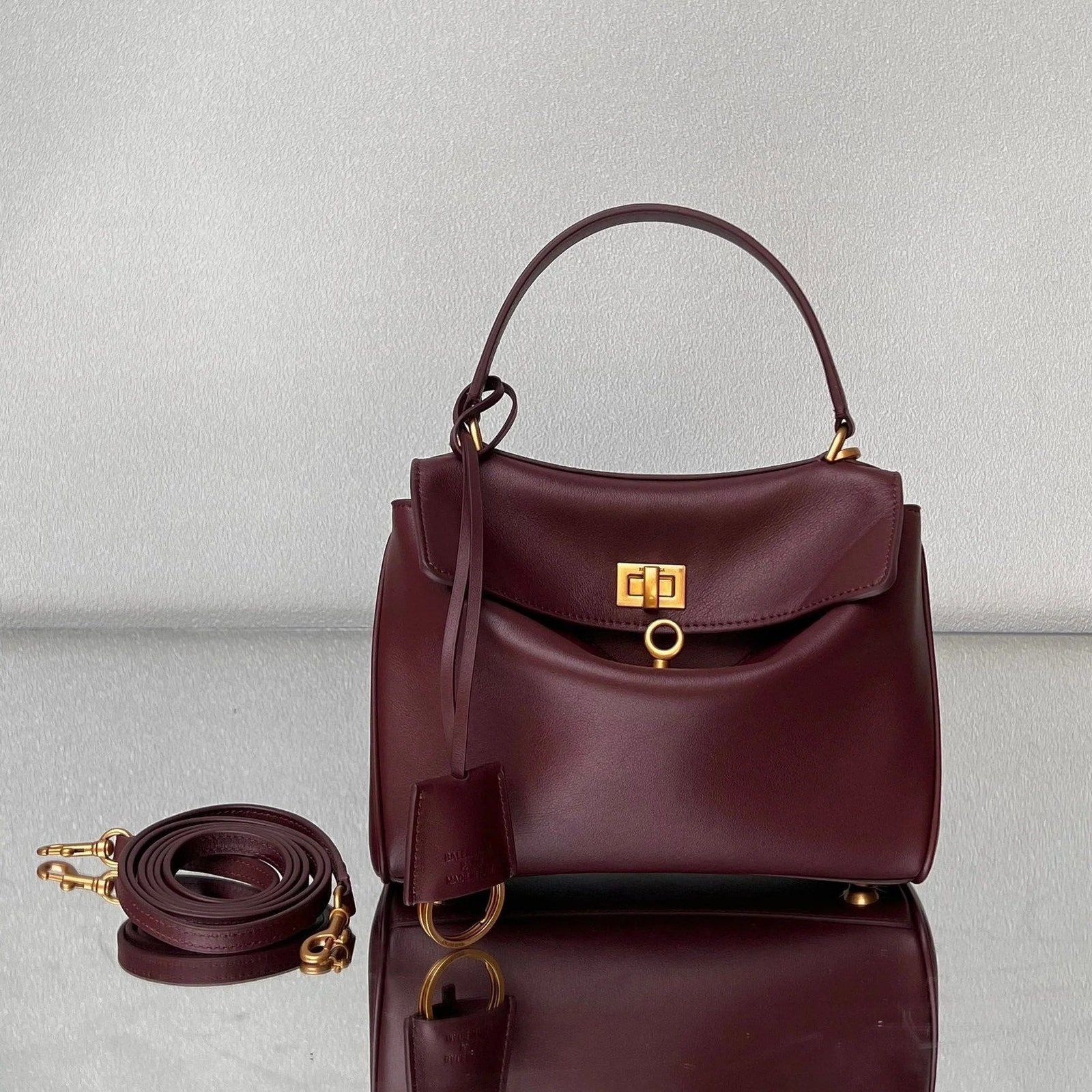 Balenciaga Rodeo Mini 22cm Burgundy Calfskin