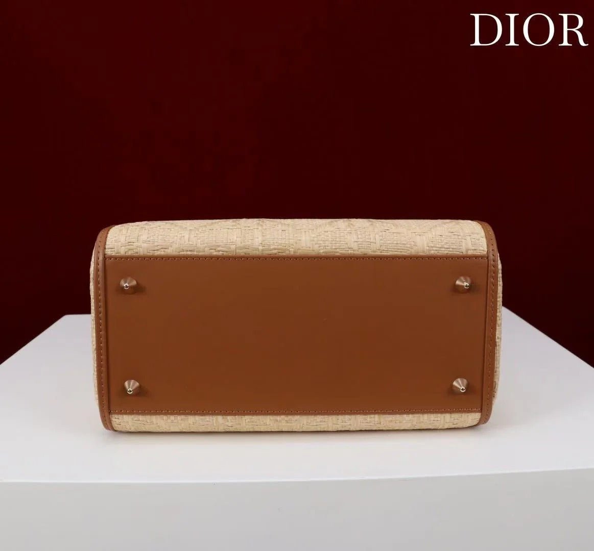 Dior Lady Beige Brown Dior Bag Raffia Leather - Image 7