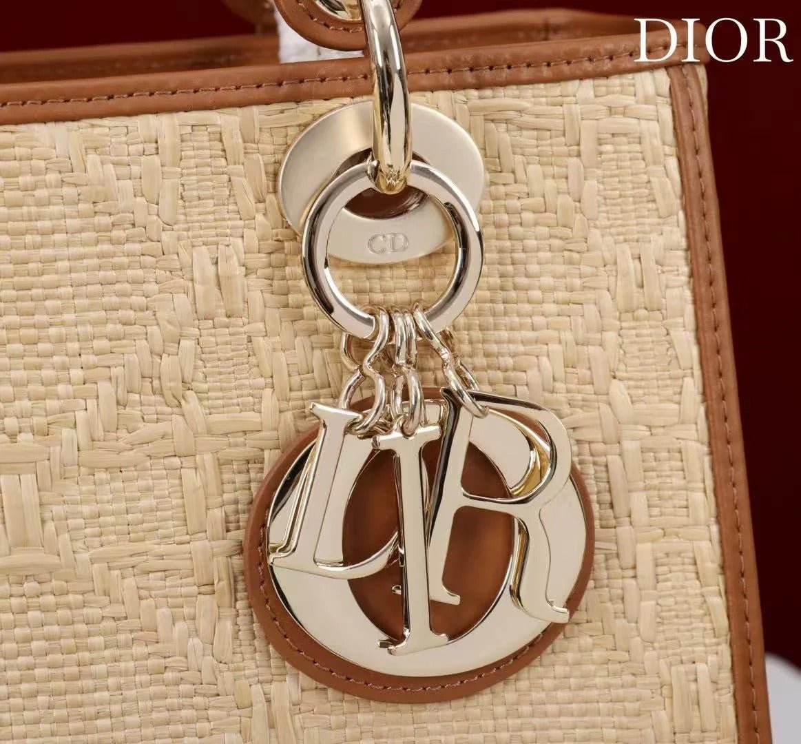 Dior Lady Beige Brown Dior Bag Raffia Leather - Image 6