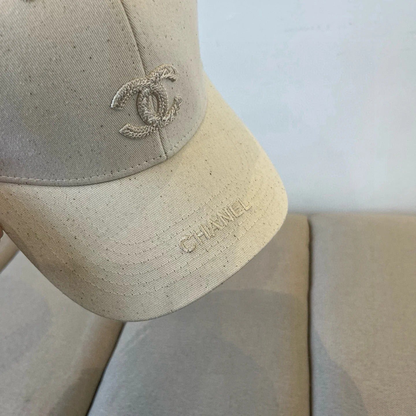 Chanel Speckled Cotton Embossed Logo Cap - Image 7