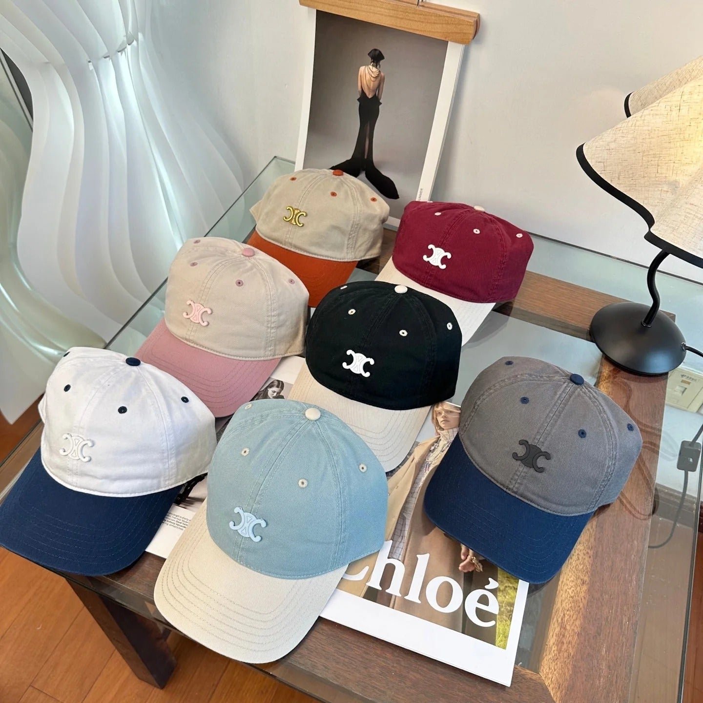 Celine Two-Tone Multi-Color Cotton Cap