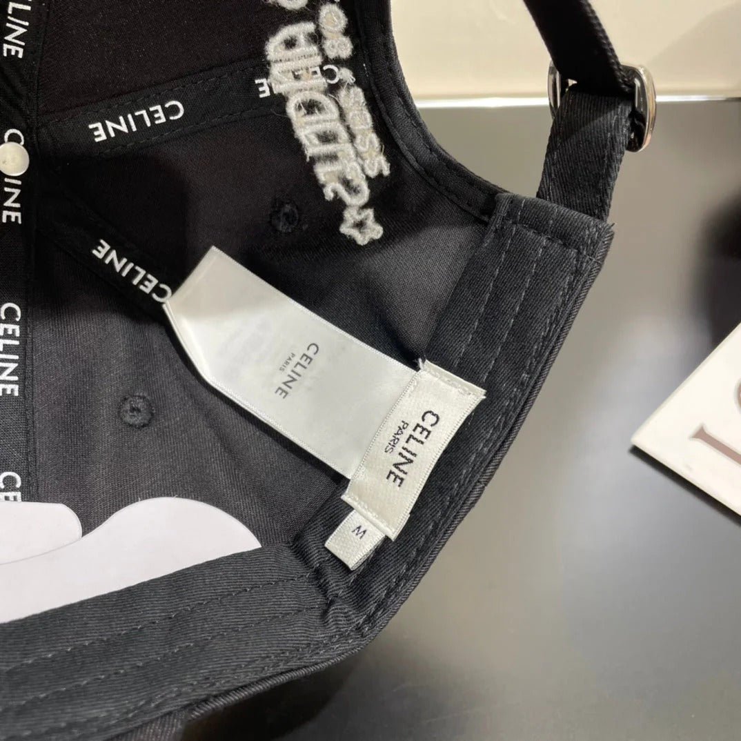 Celine 25S Black Canvas Baseball Cap - Image 8