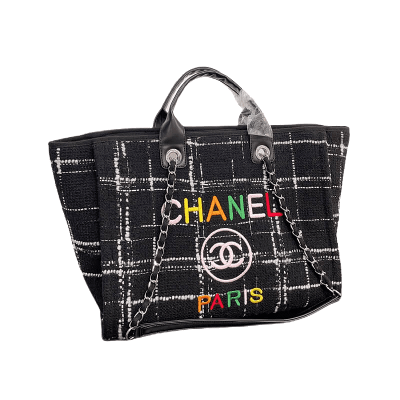 Chanel Deauville Tweed Tote Bag (Rainbow Black)