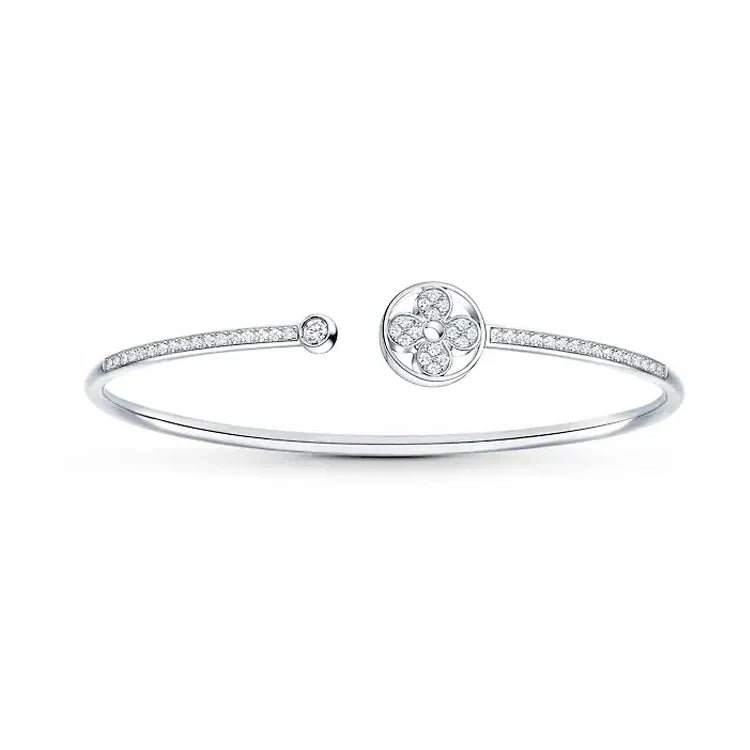 LV Silver Diamond Flower Bangle