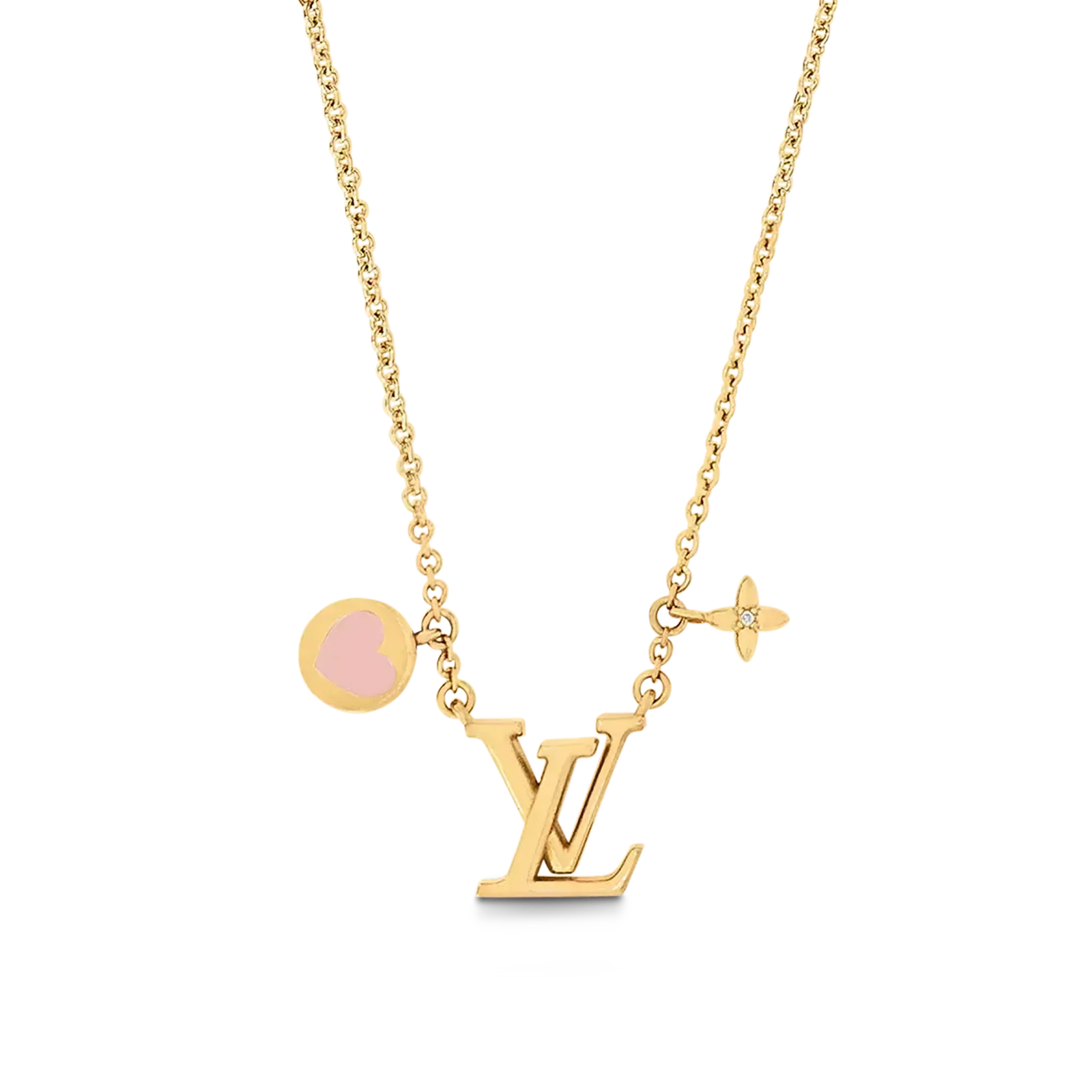  LV Gold Heart Logo Necklace