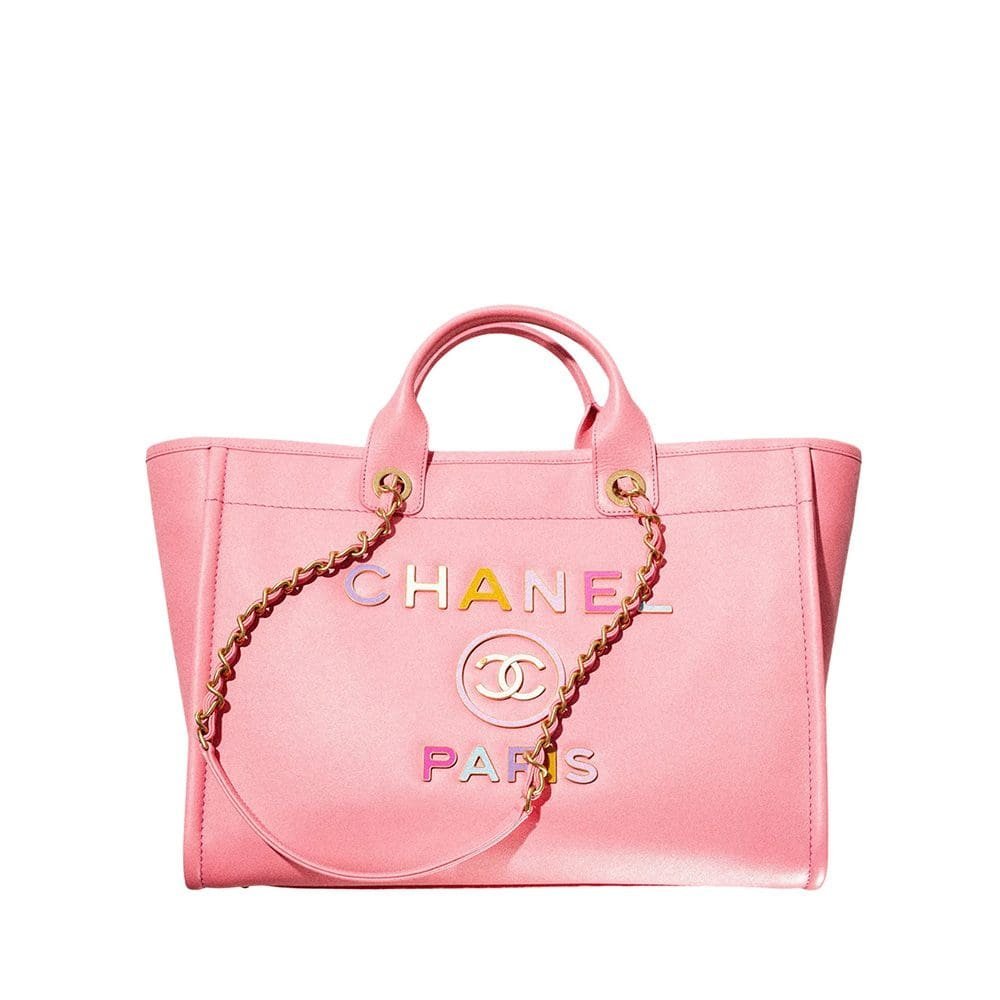 Chanel Shopping Canvas Tote Bag (Rainbow Pink)