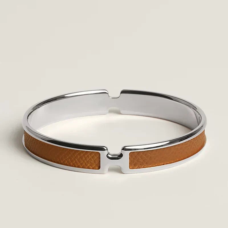 Hermès O'Kelly Gold Leather & Silver Bracelet