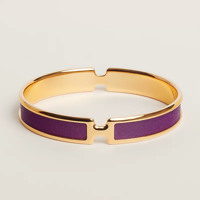 Hermès O'Kelly Purple Leather & Gold Bracelet