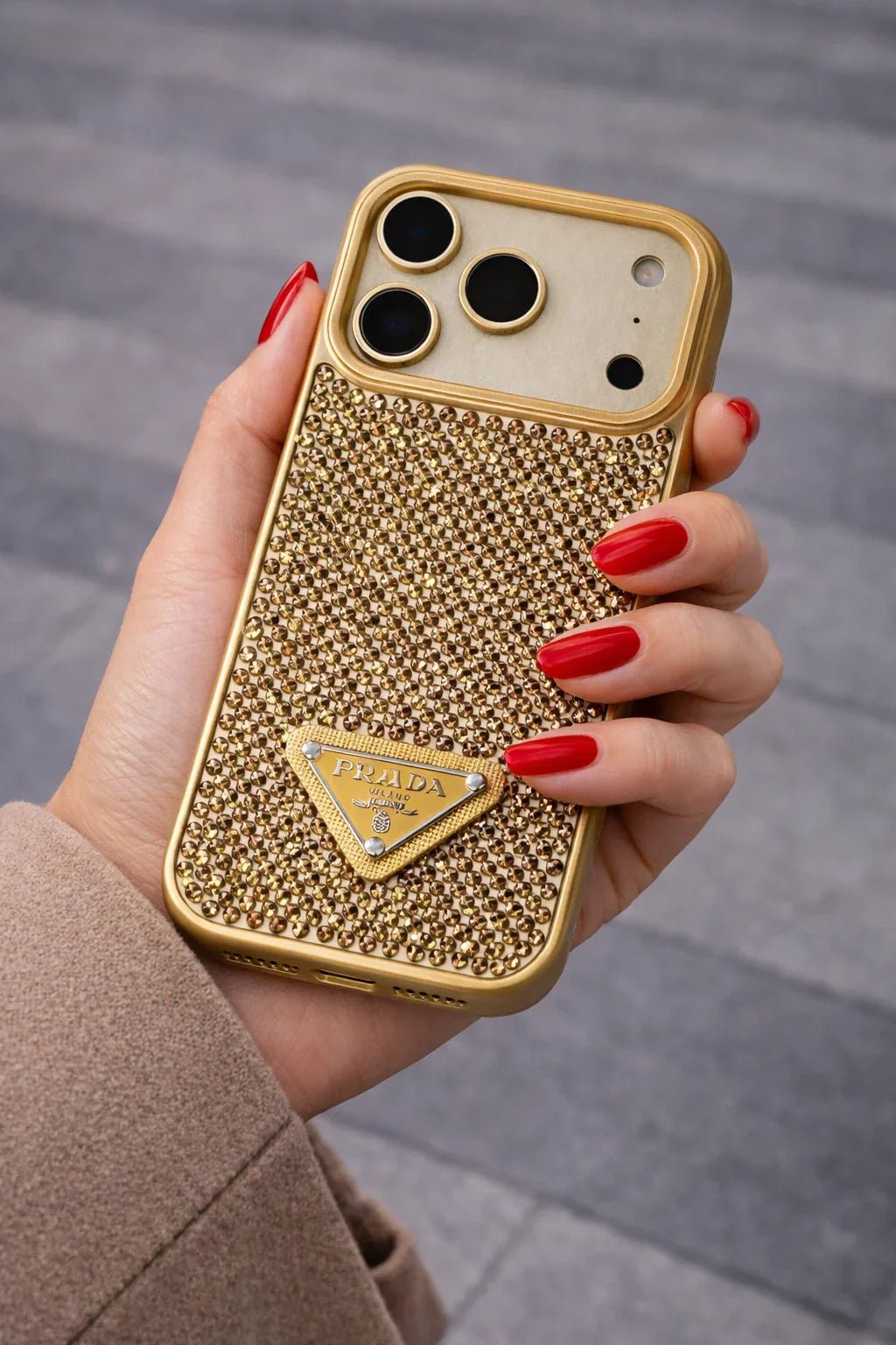 Prada Black Rhinestone Phone Case - Image 3