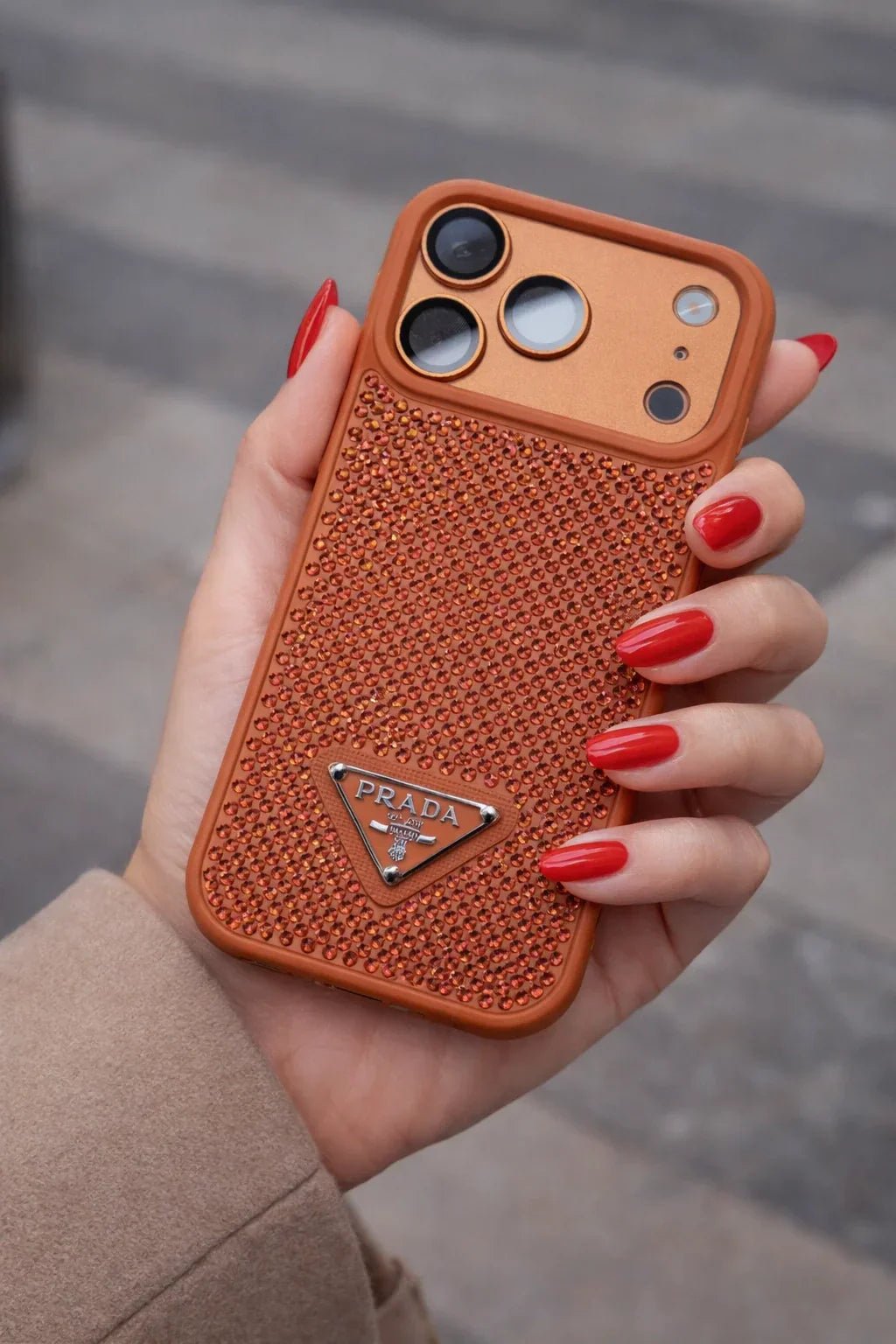 Prada Silver Rhinestone Phone Case - Image 3