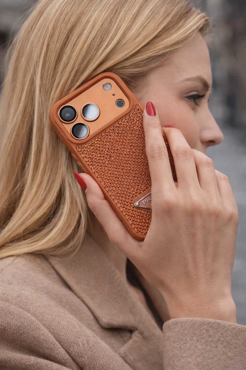 Prada Silver Rhinestone Phone Case - Image 5