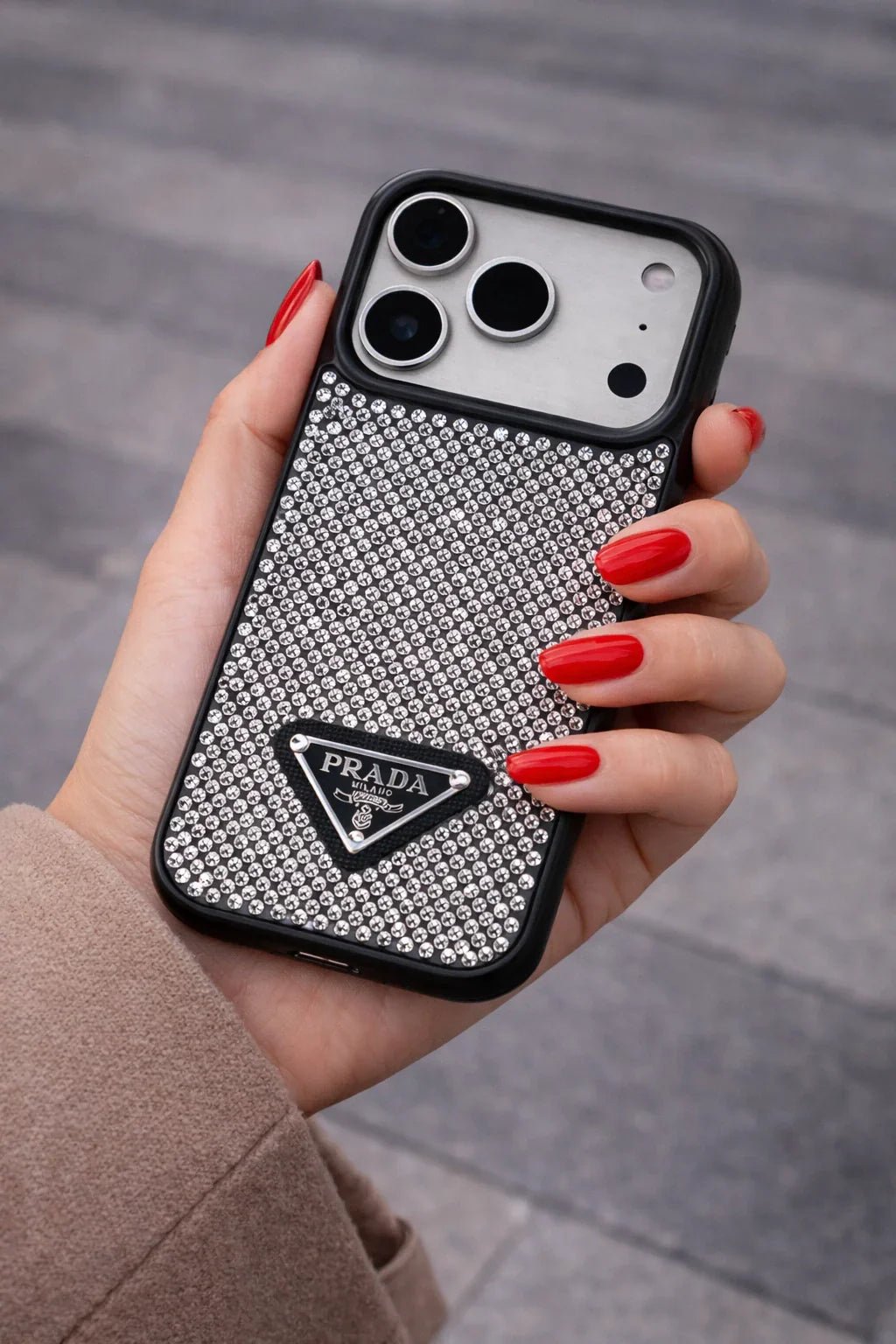 Prada Black Rhinestone Phone Case