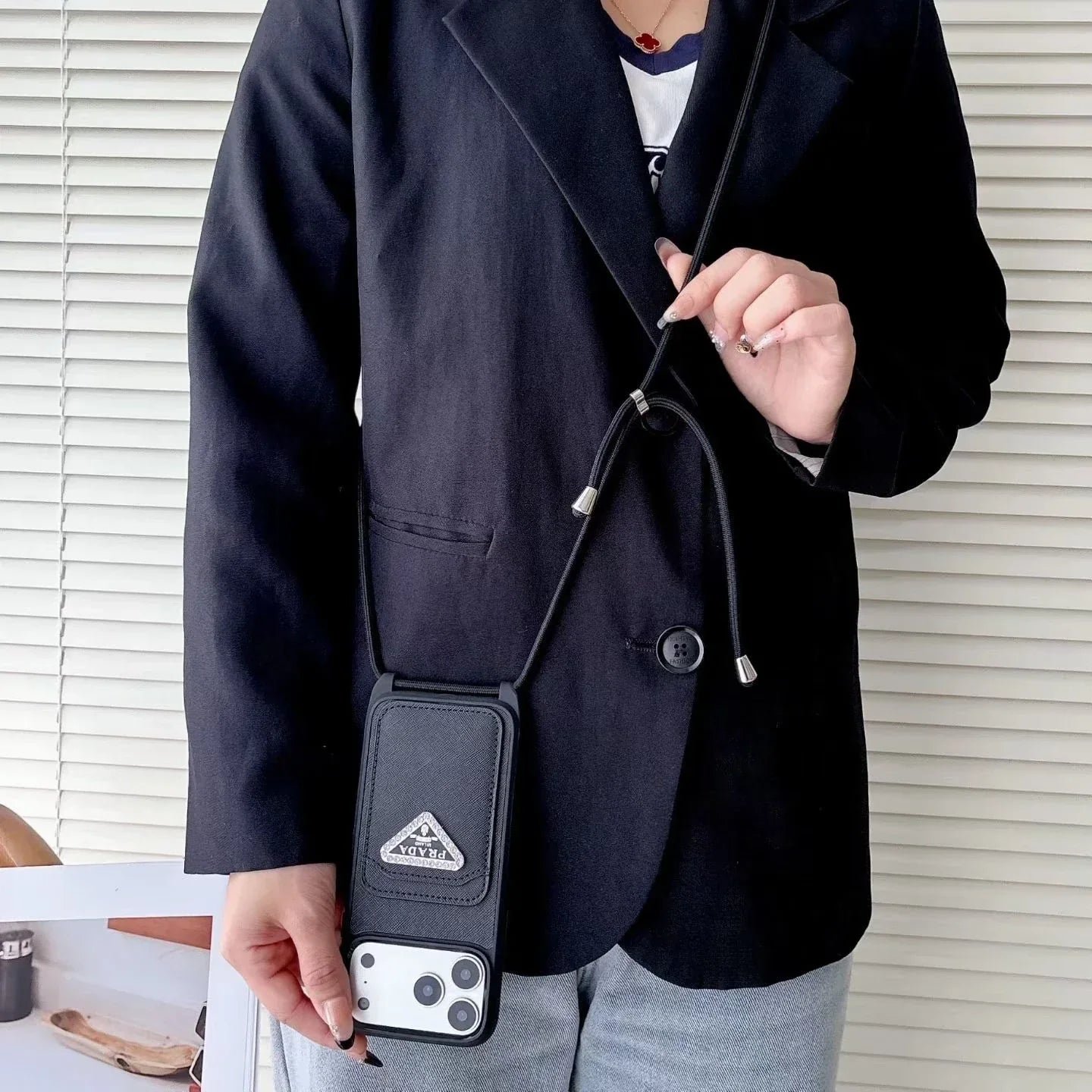 Prada Crossbody Lanyard Phone Case - Image 7