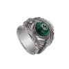 GUCCI Malachite Inlaid Twist Silver Ring