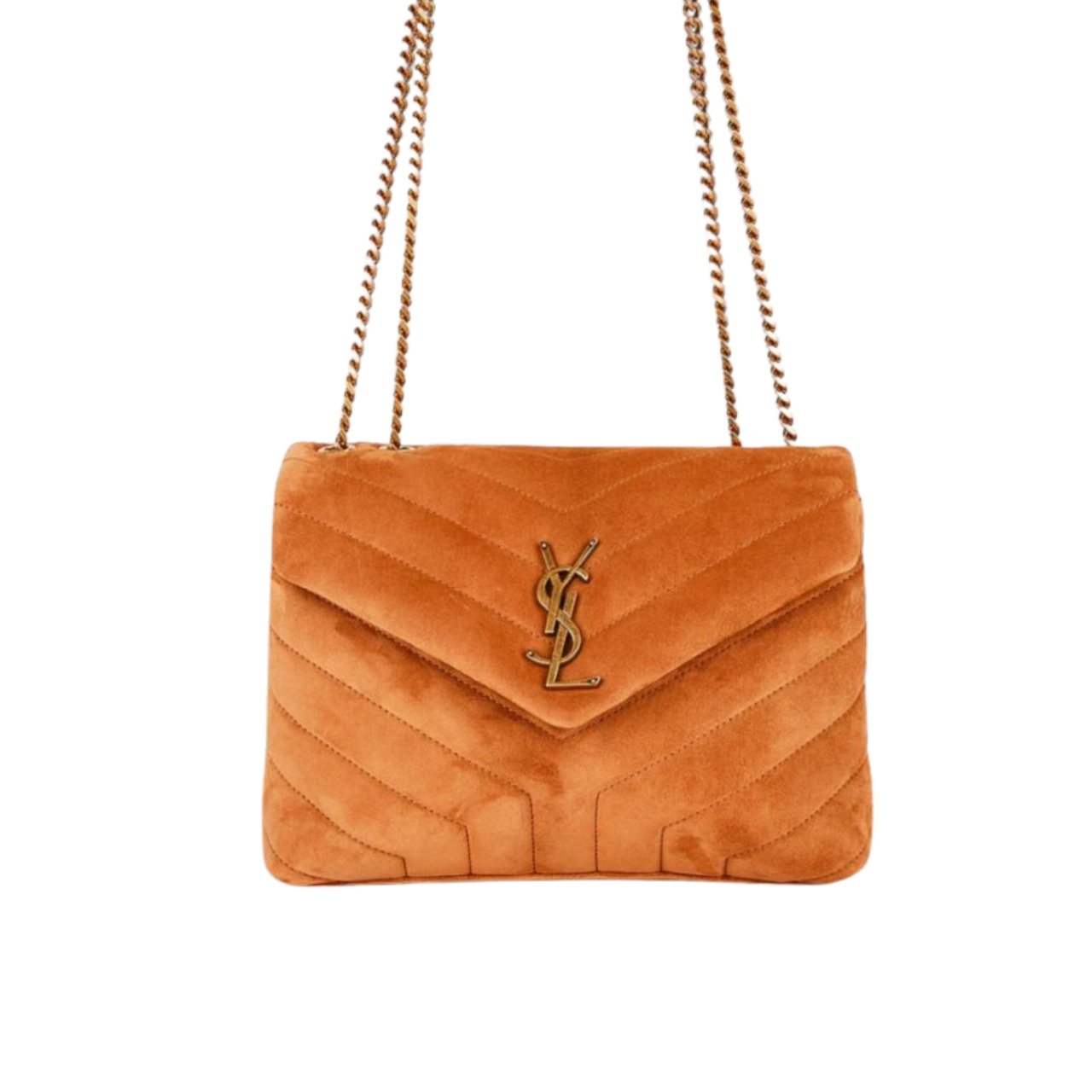 Saint Laurent Cinnamon Loulou Large Chain Bag In Suede Brown 31Cm