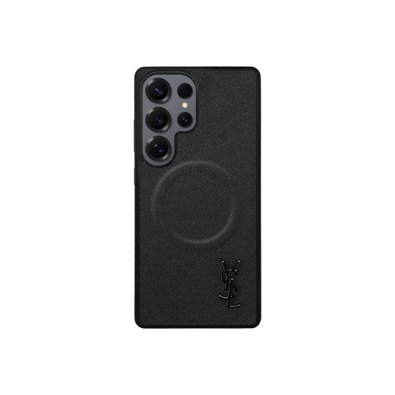 YSL Black Leather Samsung Phone Case - Image 4