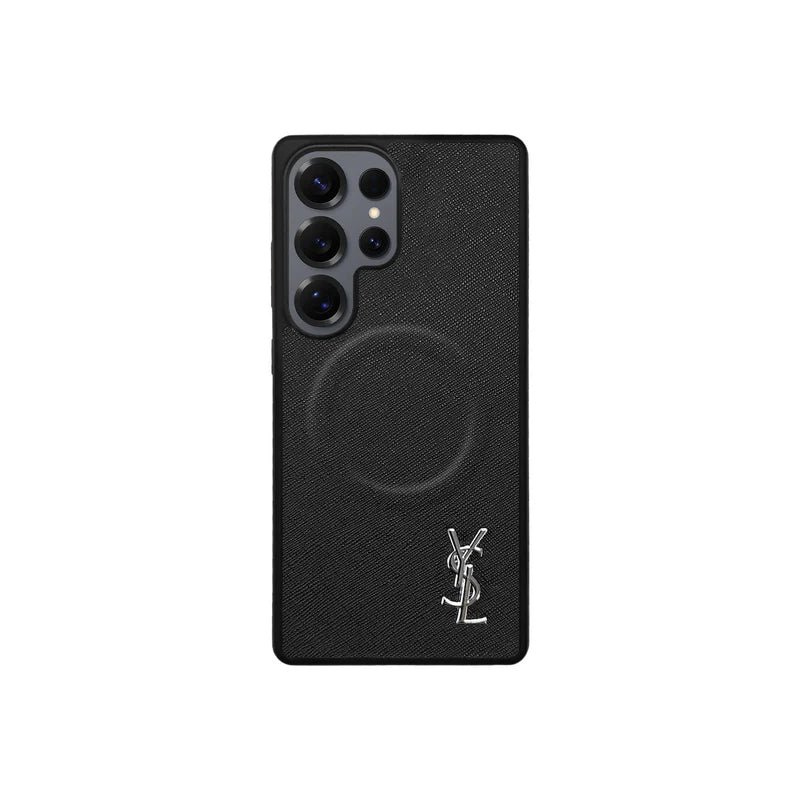 YSL Black Leather Samsung Phone Case - Image 6