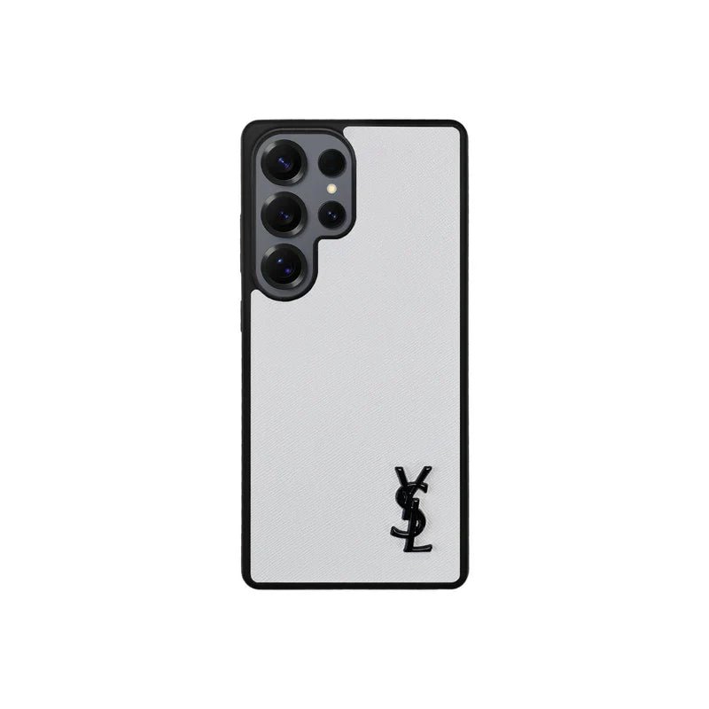 YSL White Leather Samsung Phone Case