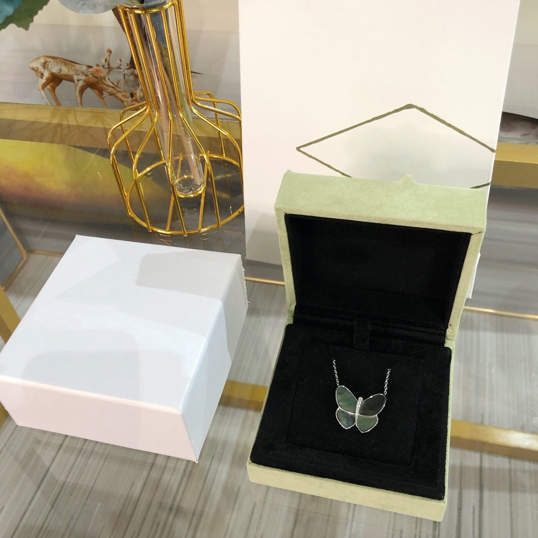 Alternative view of VCA Large Butterfly Silver Diamond Necklace