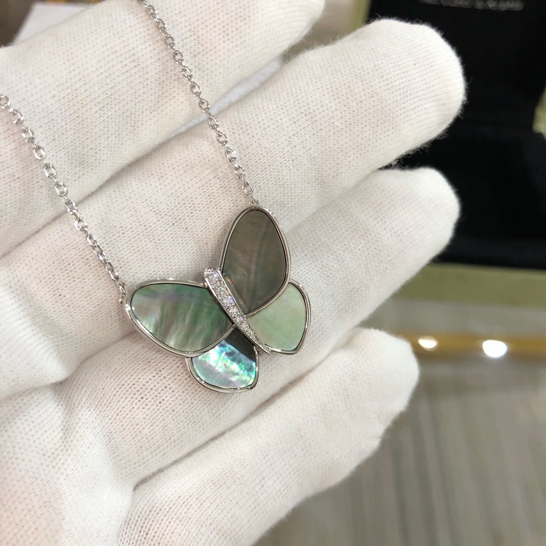VCA Large Butterfly Silver Diamond Necklace - Image 4