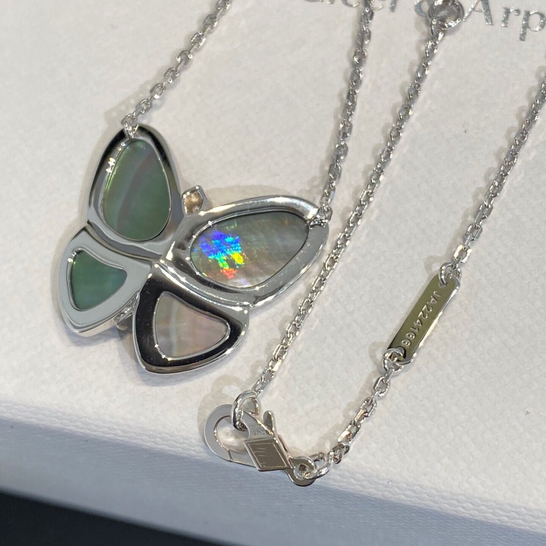 VCA Large Butterfly Silver Diamond Necklace - Image 6