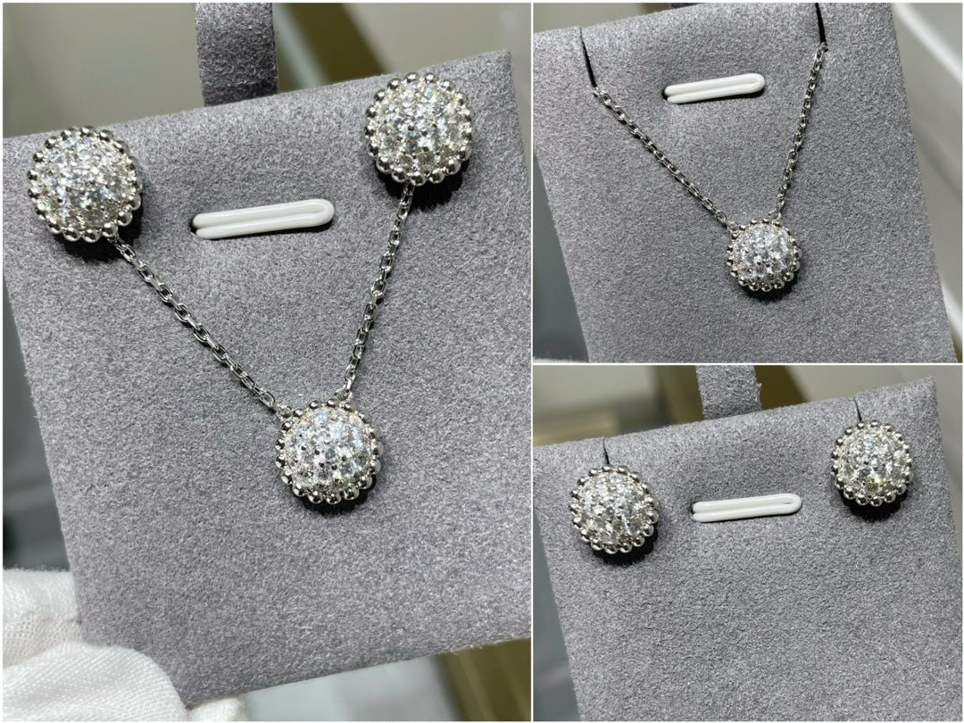 Full Paved Zircon Round Ball Silver Pendant Necklace