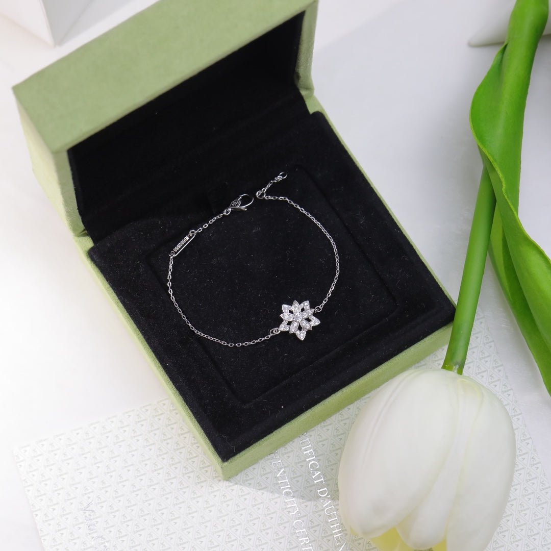 VCA Lotus Flower Silver Diamond Bracelet