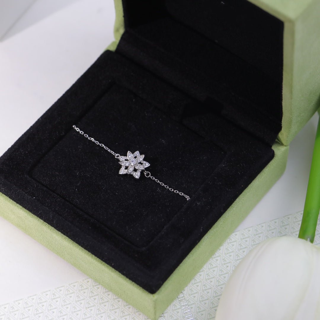 Alternative view of VCA Lotus Flower Silver Diamond Bracelet