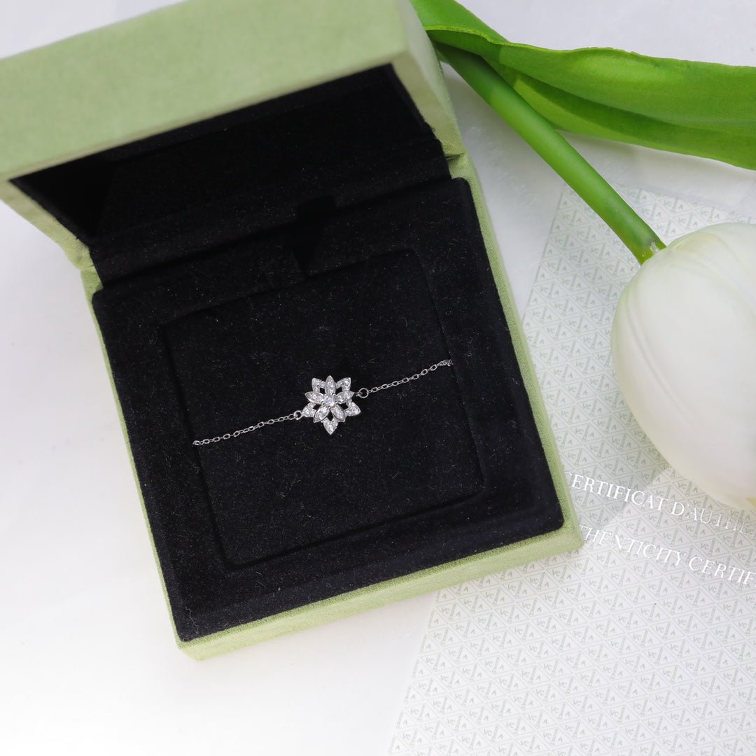 VCA Lotus Flower Silver Diamond Bracelet - Image 4