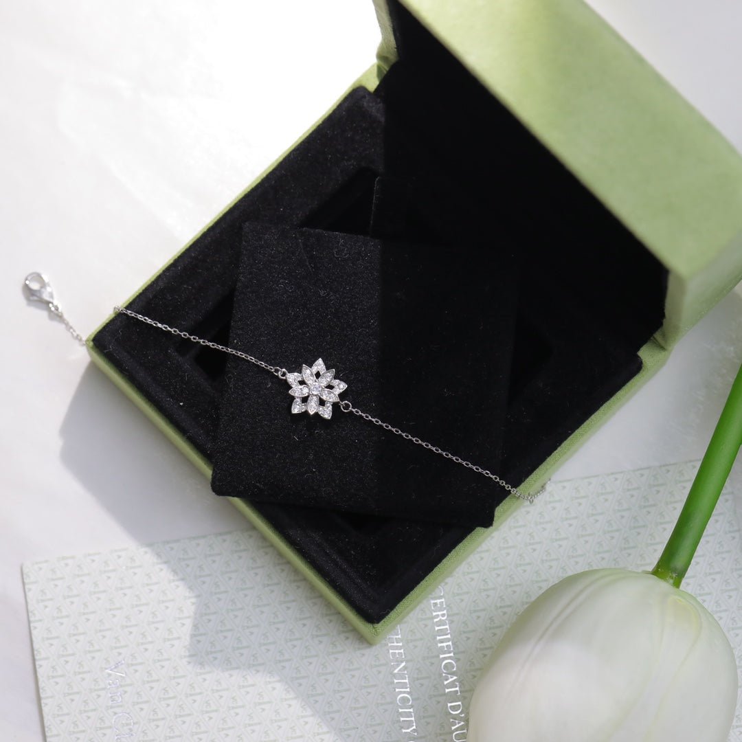 VCA Lotus Flower Silver Diamond Bracelet - Image 6