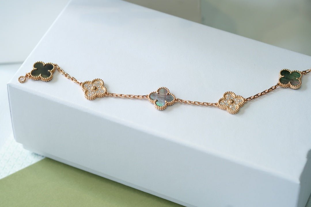 Van Cleef VA 5 Motifs Pink Gold Dark MOP Bracelet - Image 3