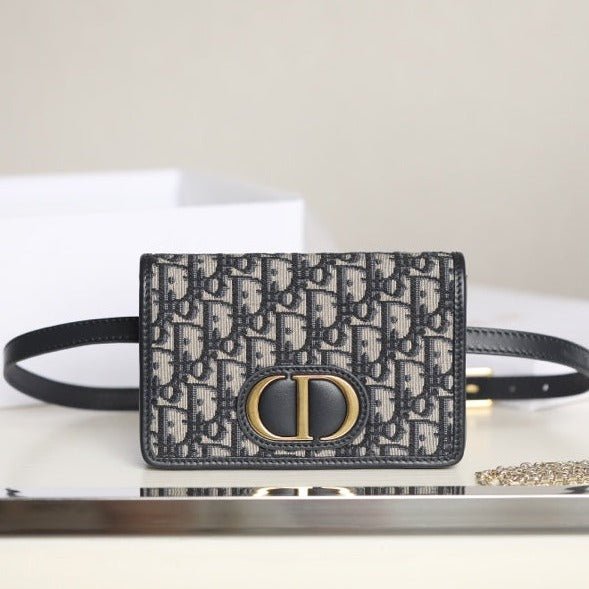 Dior Montaigne 19 Blue Oblique Jacquard Hand Bag