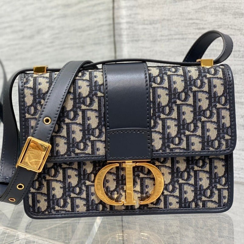 Dior Montaigne 24 Blue Oblique Jacquard Hand Bag