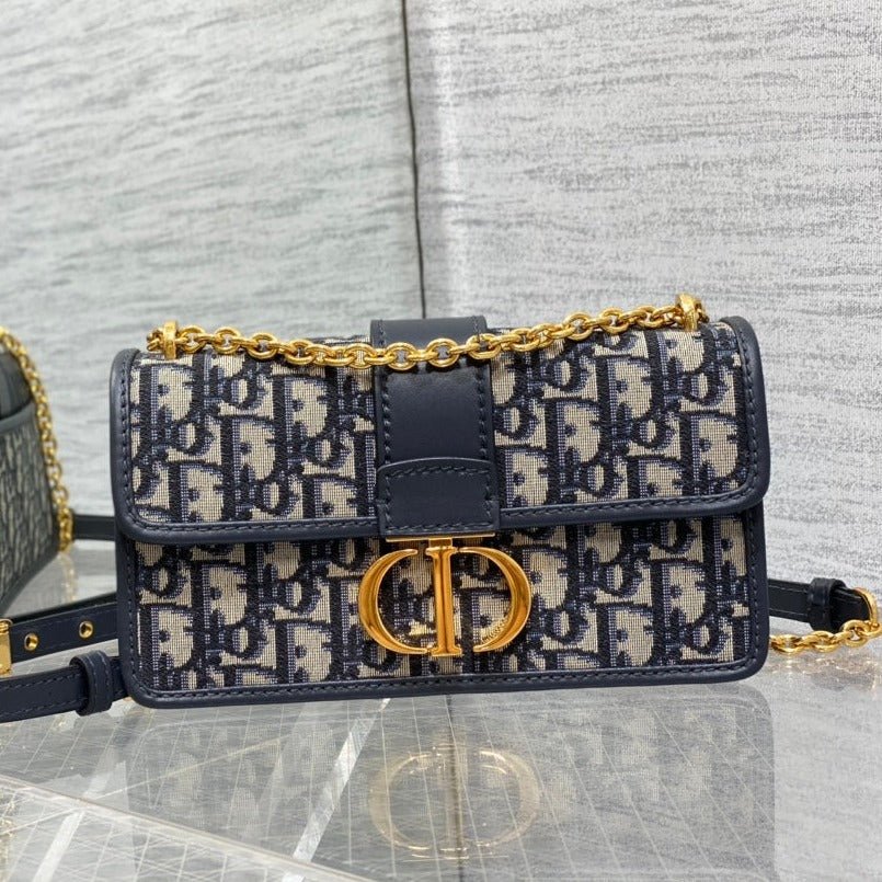 Dior Montaigne 21.5 Blue Oblique Jacquard Hand Bag