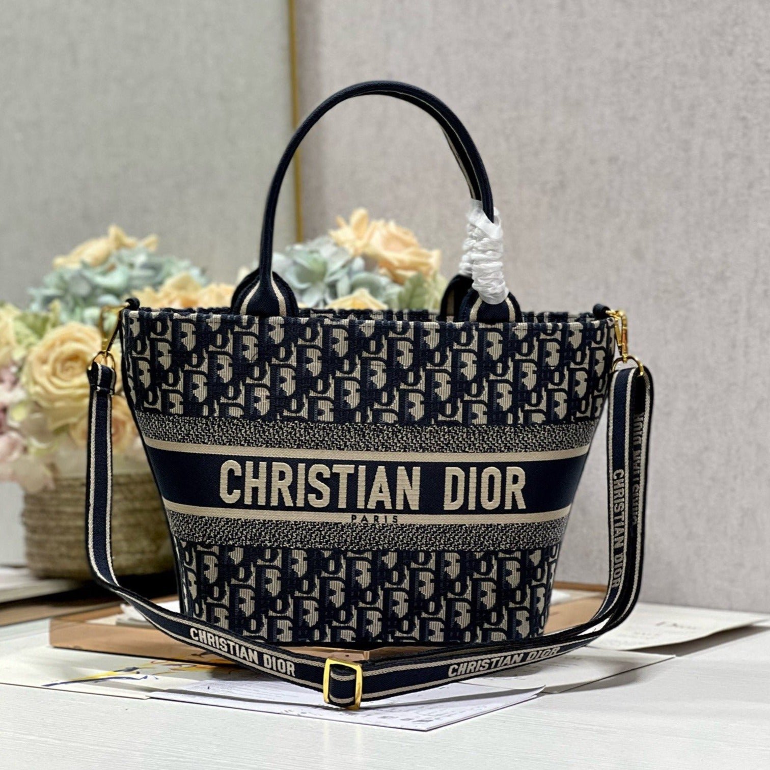 Dior New Basket Bag Blue Oblique Jacquard Hand Bag
