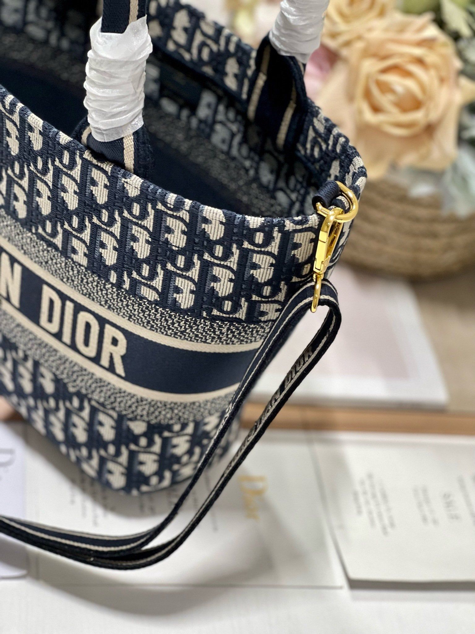 Dior New Basket Bag Blue Oblique Jacquard Hand Bag - Image 4