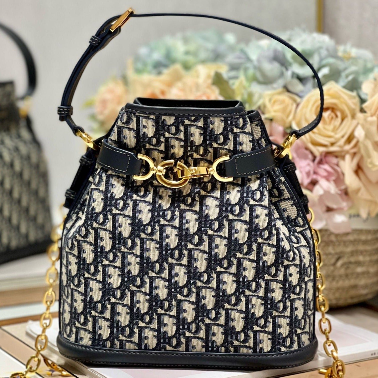 Dior C'est Dior Blue Jacquard Bucket Bag