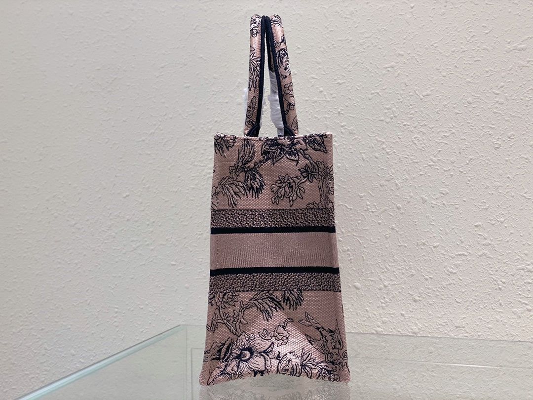 Dior Medium Book Tote Pink Botanical Embroidered Bag - Image 3