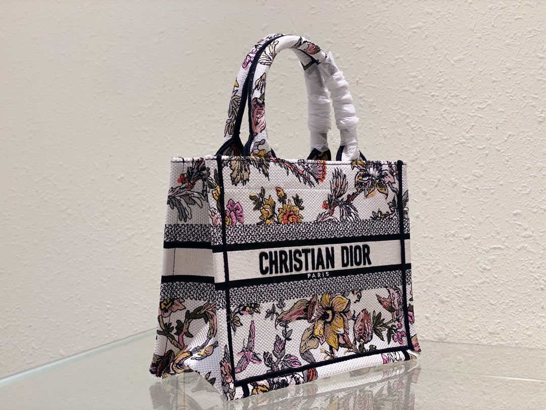 Alternative view of Dior Small Book Tote White Floral Embroidered  Bag