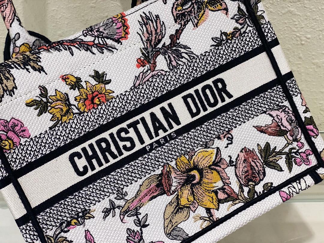 Dior Small Book Tote White Floral Embroidered Bag - Image 5