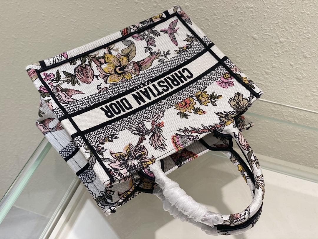 Dior Small Book Tote White Floral Embroidered Bag - Image 6