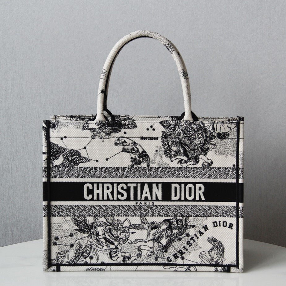 Dior Medium Book Tote 36cm White Embroidered Bag