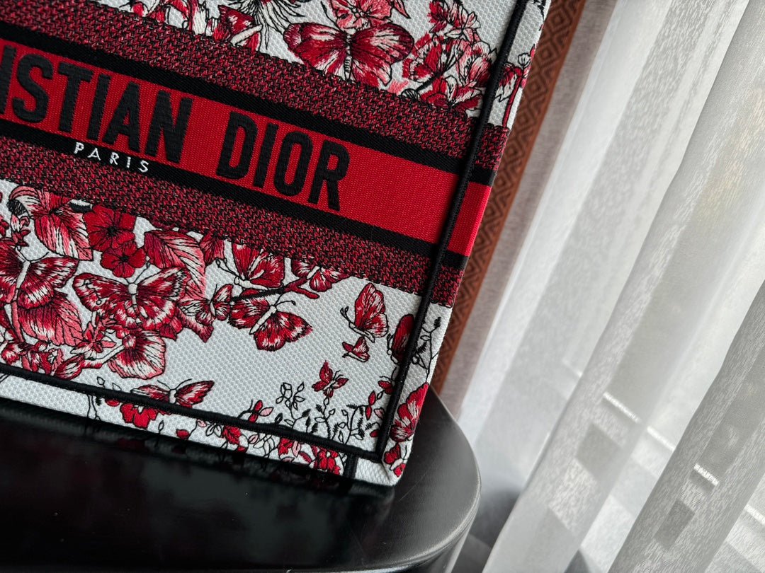 Alternative view of Dior Medium Book Tote White-Red Butterfly Bag