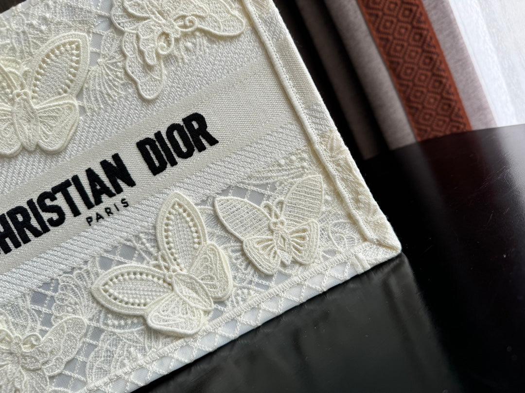 Alternative view of Dior Small Book Tote Butterfly Embroidery White Bag