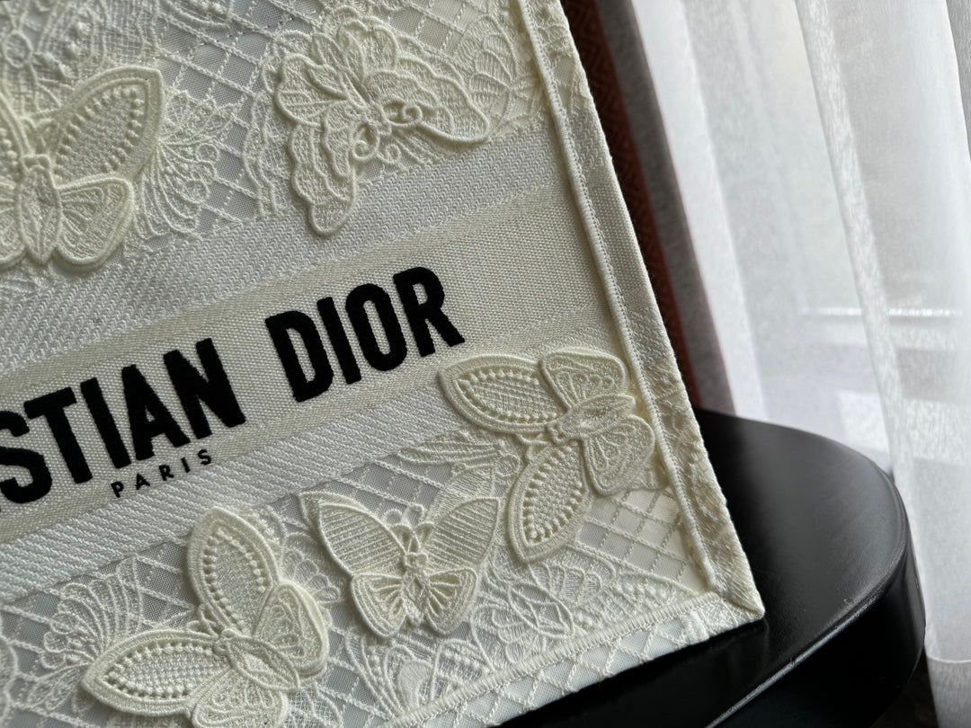 Alternative view of Dior Medium Book Tote White Butterfly Embroidered Bag