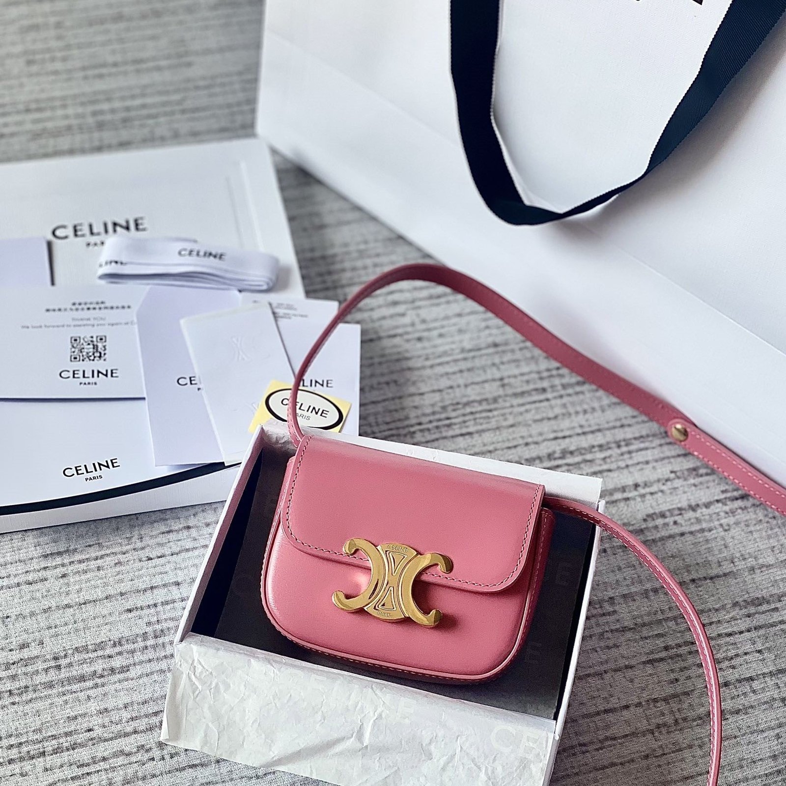 Celine Triomphe Pnk Calfskin